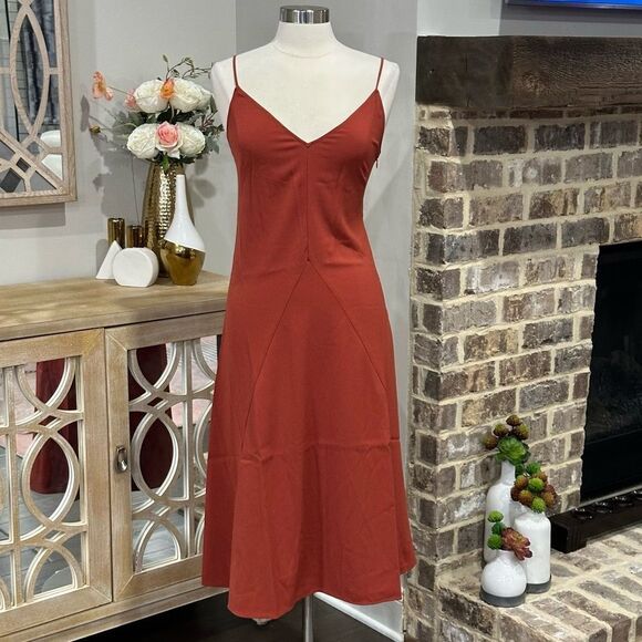 THAKOON Women’s Spaghetti Straps Midi Slip-dress in the Size 6 in Rust Color - Picture 10 of 16